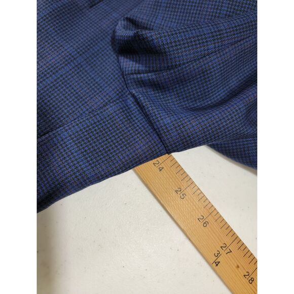 Hickey Freeman Men's Navy Blue Plaid Dual Vent Lapel Sport Coat Suit Jacket- 46L - Picture 4 of 8